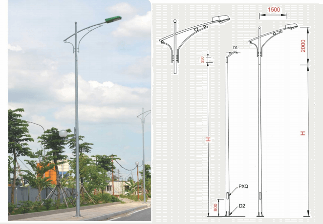 Cột đèn cao áp bát giác rời cần BG9-78