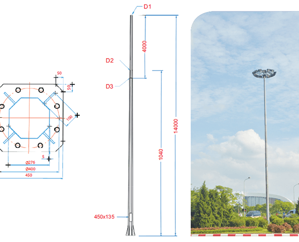 Cột đèn đa giác 14M – DG14 -120