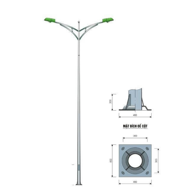Cột đèn cao áp tròn côn rời cần TC9-78