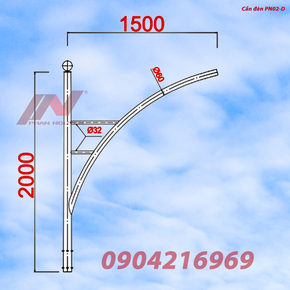 Cần đèn cao áp đơn PN02-D