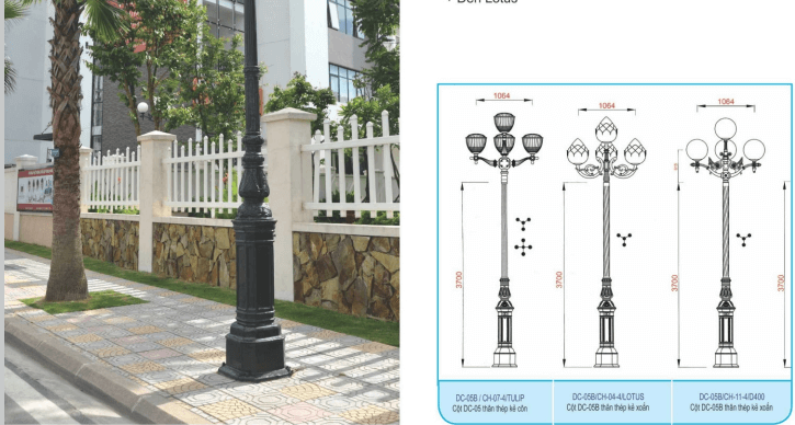 Cột đèn sử dụng chất liệu cao cấp đạt chuẩn quốc tế