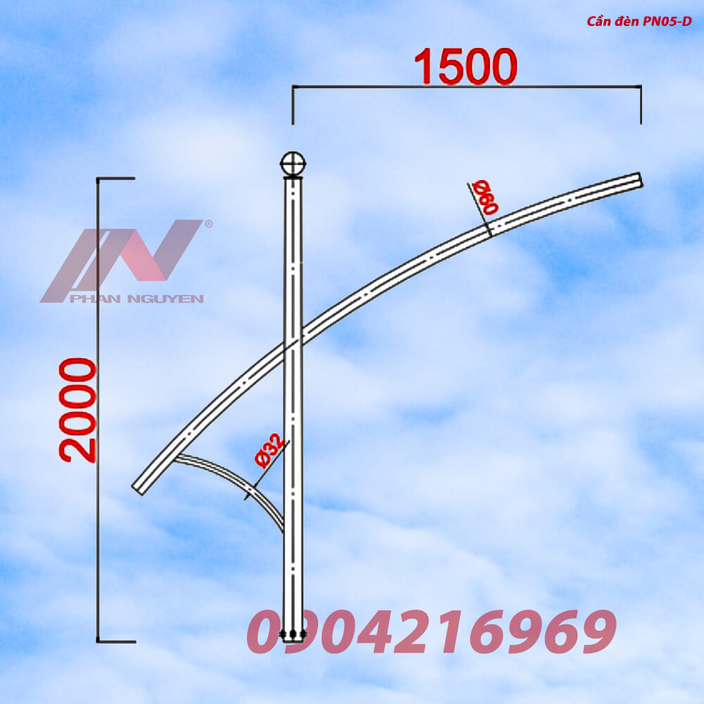 Cần đèn cao áp đơn PN05-D