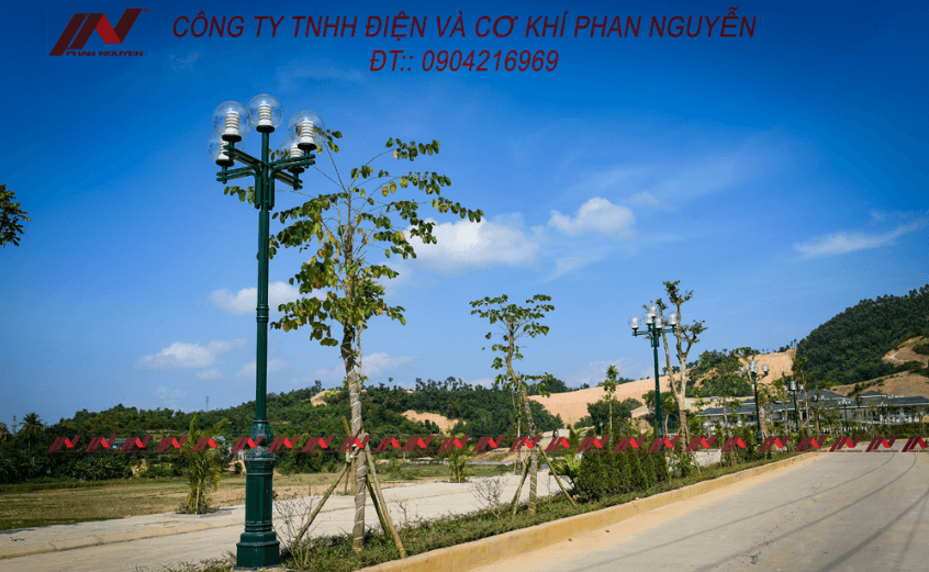 Cột đèn đế gang thân nhôm đúc