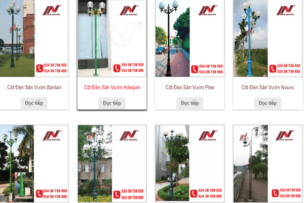 Hình ảnh trực quan về sản phẩm cột đèn trang trí sân vườn