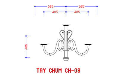 Phần tay chùm uốn lượn của cột đèn DC05B