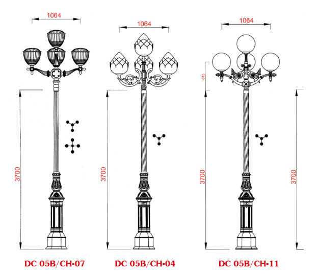Cấu tạo của cột đèn sân vườn
