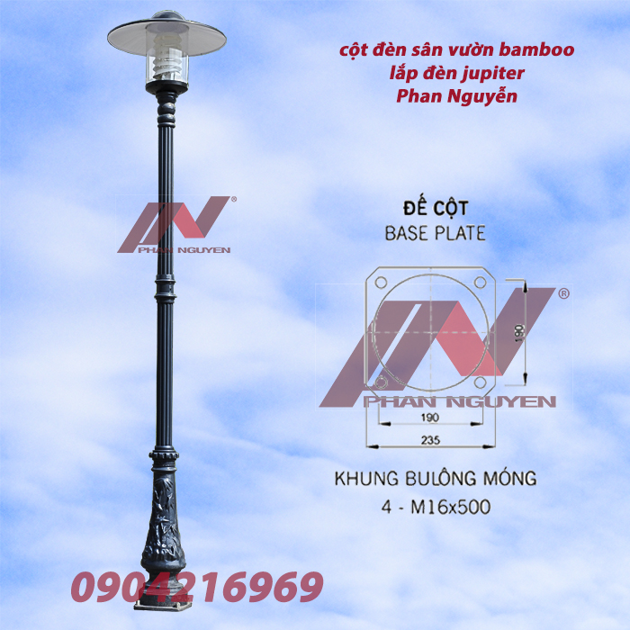Cột đèn sân vườn Bamboo lắp đèn Jupiter