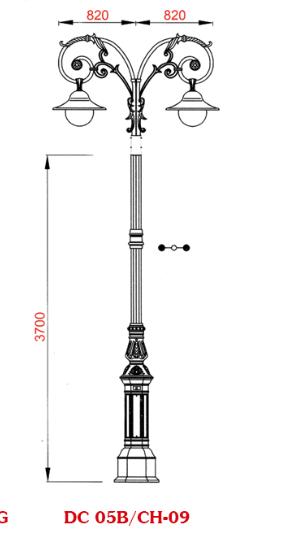 Cột đèn sân vườn DC 05B lắp đèn mai chiếu thủy