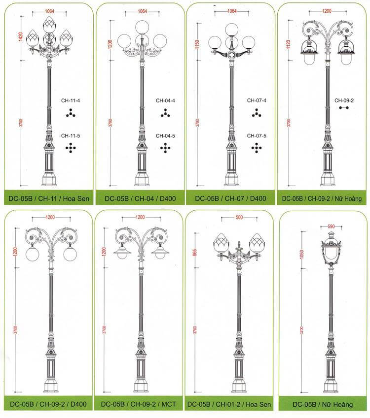 Các loại cột đèn sân vườn DC05B