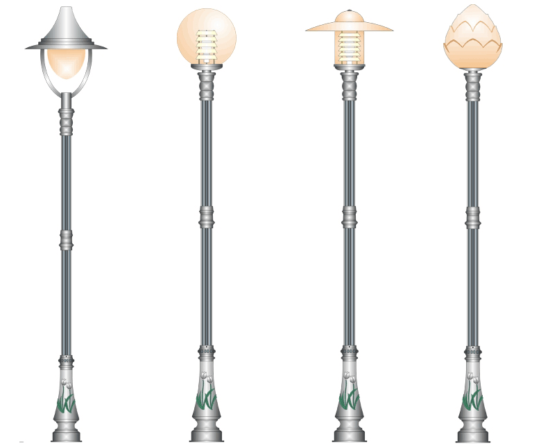 Cột đèn sân vườn Bamboo có thể lắp đèn Jupiter, lắp đèn nón, lắp đèn cầu