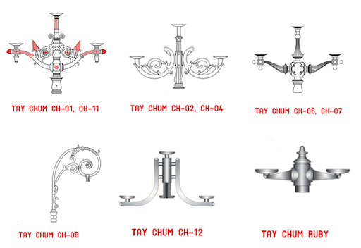 Tay chùm cột đèn sân vườn DC02