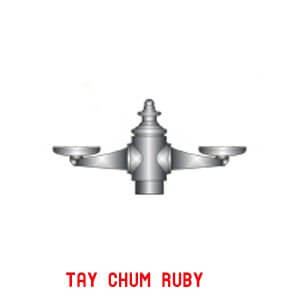 Tay chùm ruby 2 bóng thích hợp để sử dụng với cột đèn DC02