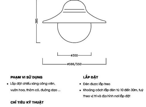 Bóng đèn mai chiếu thủy sử dụng lắp trên trụ đèn DC06