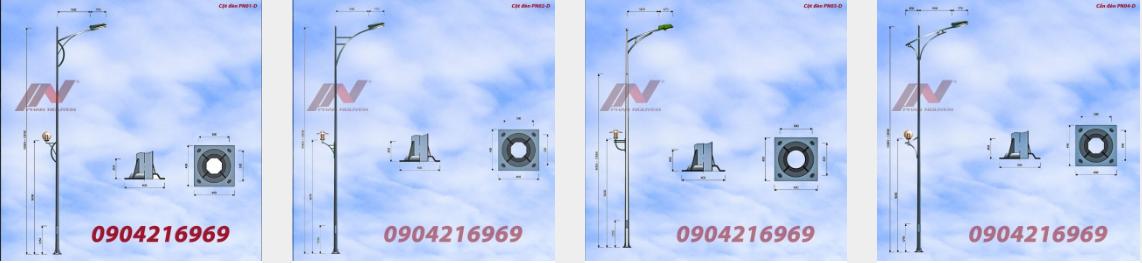 Cột đèn bát giác liền cần đơn 8m