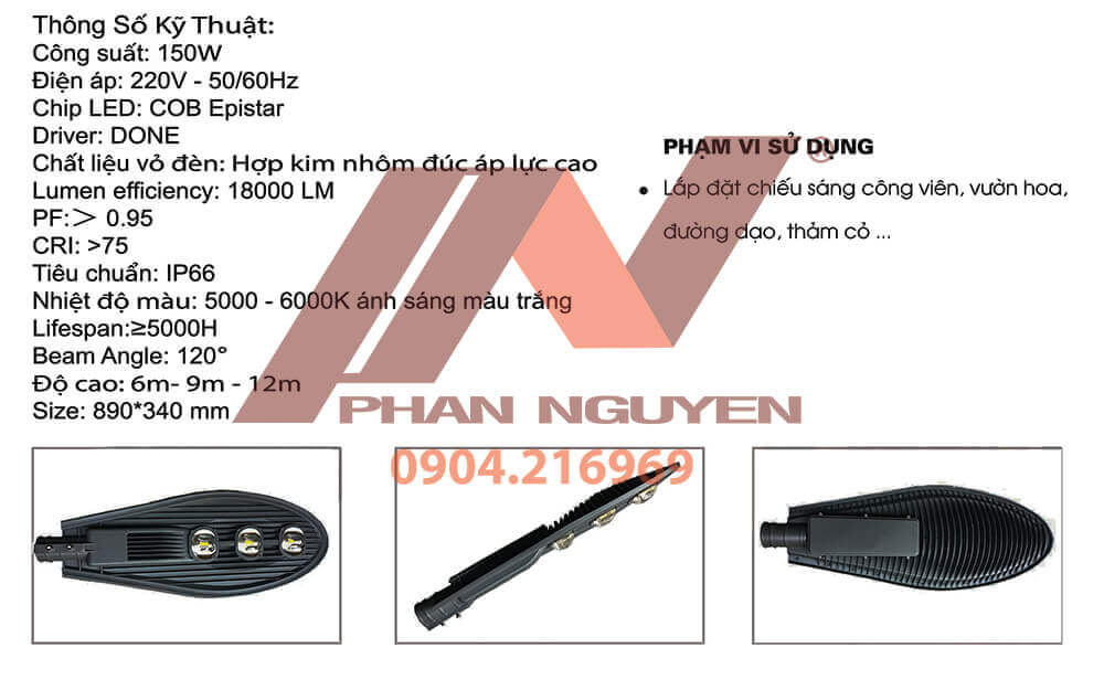 Thông số kĩ thuật đèn led lá 150w
