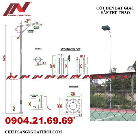 Cột đèn bát giác sân thể thao