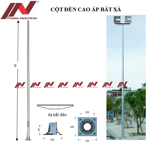 Cột đèn cao áp bắt xà